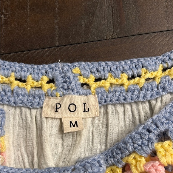 POL Cream Top with Pastel Crochet Accents - Picture 2 of 9